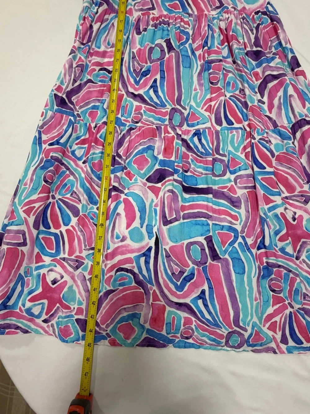 Kenny Flowers Pink Blue Purple Abstract Smocked Dress - Picture 6 of 8